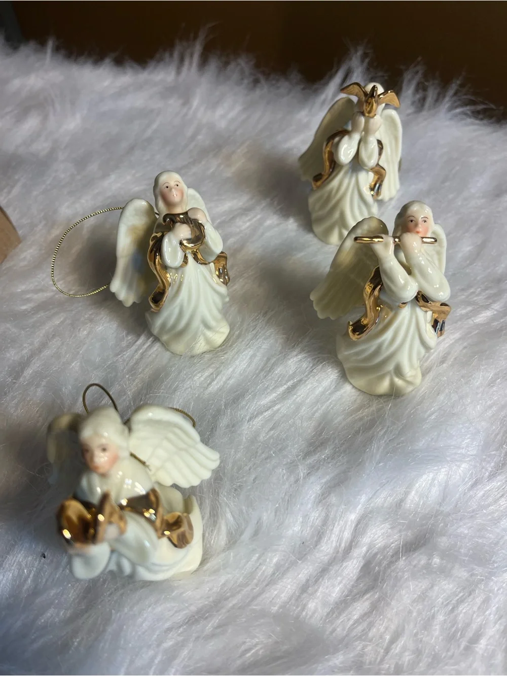 Dillards Porcelain Angel Ornament Set - set of 4
